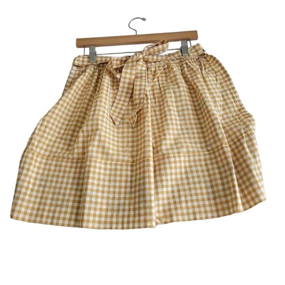 Handmade Black Stitched Yellow Gingham Apron One Size - Picture 2 of 8